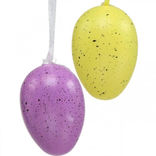 Product Easter egg to hang up plastic egg assorted colors H6cm 12 pieces