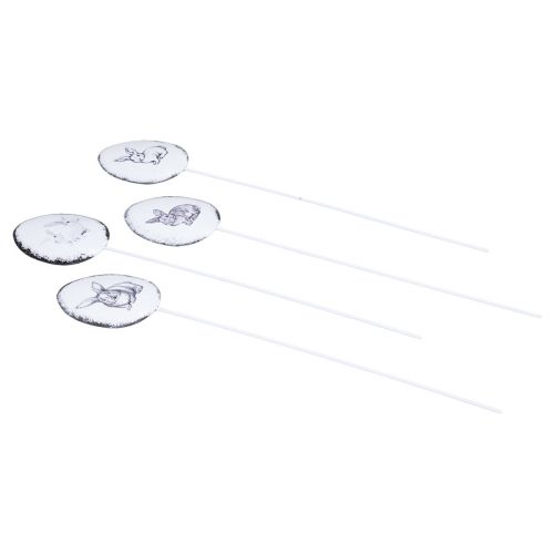 Product Flower stick metal decoration eggs with Easter bunnies 5×7cm 8 pcs