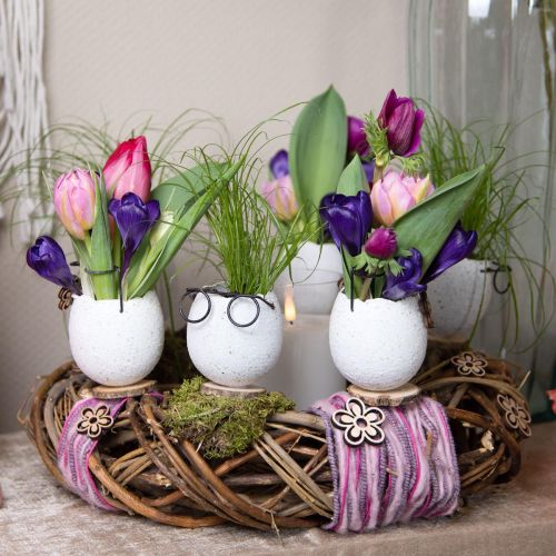 Floristik24 Egg with Glasses Decorative Vase White Easter Decoration Ø7.5cm H9cm 6 pcs
