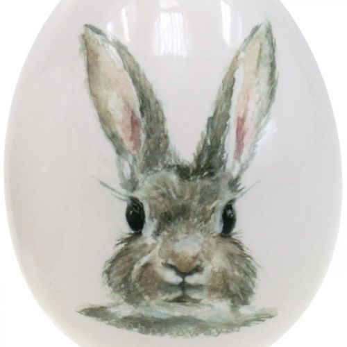 Decorative egg standing rabbit motif, Easter decoration, rabbit on egg Ø8cm H10cm set of 4