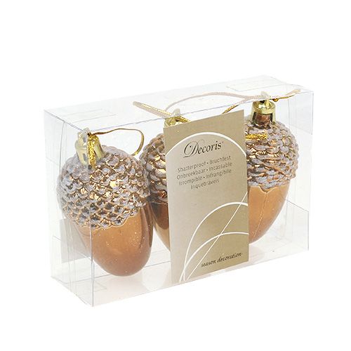 Floristik24 Acorn to hang brown 7.5cm 3pcs