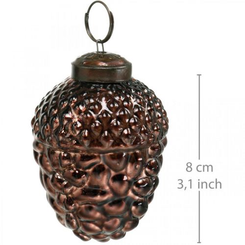 Floristik24 Acorn glass brown decorative cones for hanging advent decoration 5.5×8cm 12pcs