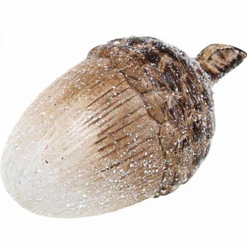 Floristik24 Decorative acorns covered with snow, ceramic decorations, Advent, winter autumn decorations L9.5 4pcs