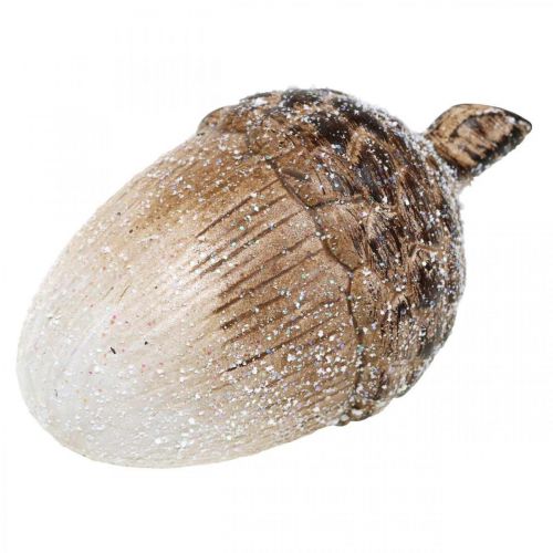 Floristik24 Decoration acorn snowed ceramic decoration autumn 14×7.5×7.5cm 3pcs