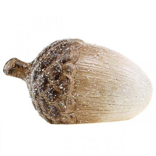 Floristik24 Decoration acorn snowed ceramic decoration autumn 14×7.5×7.5cm 3pcs