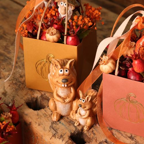 Sitting squirrel figurine for autumn decoration, 10cm | Floristik24.ie