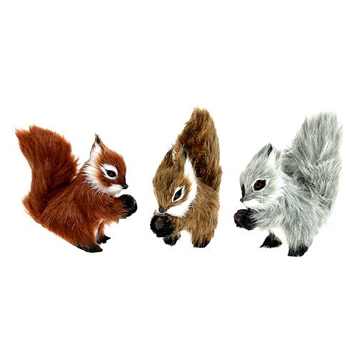 Squirrel on clip 8cm assorted colors 3pcs