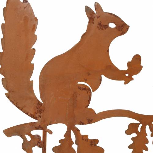Product Garden stakes squirrel on branch patina metal H42cm 3pcs