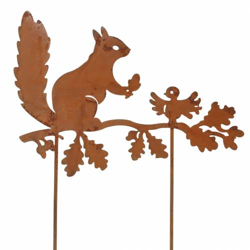 Floristik24 Garden stakes squirrel on branch patina metal H42cm 3pcs