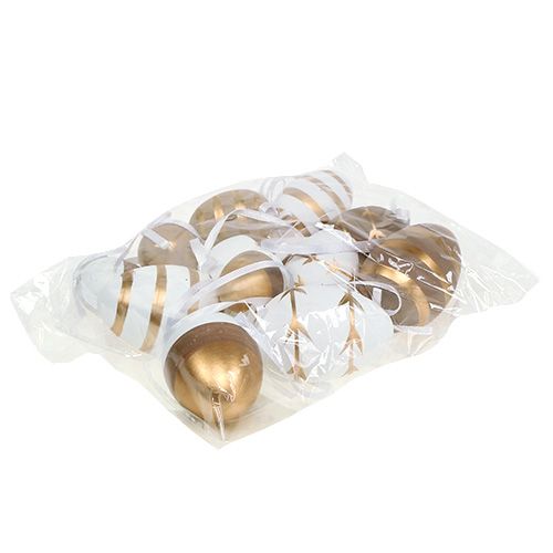 Floristik24 Eggs to hang white, brown 4cm - 6cm 12pcs