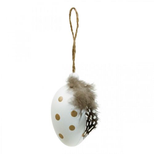 Easter eggs to hang up deco eggs with feather H6cm 6pcs