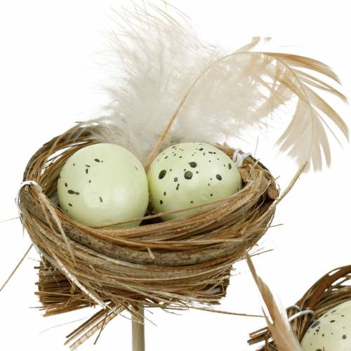 Product Deco plug bird&#39;s nest, Easter decoration, nest with eggs 23cm 6pcs