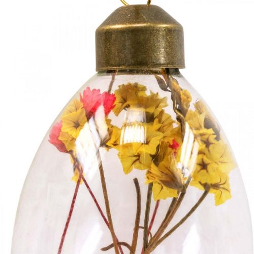 Product Hanging eggs, dried flowers, Easter eggs, glass decorations for spring H6.5cm, set of 6