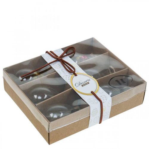 Floristik24 Hanging eggs, dried flowers, Easter eggs, glass decorations for spring H6.5cm, set of 6