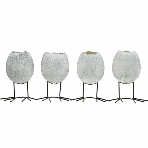 Floristik24 Eggshell for planting, Easter decoration, planter, decorative egg white silver 4pcs