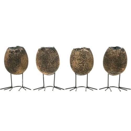 Floristik24 Egg with legs planter eggshell brown gold 13cm 4pcs