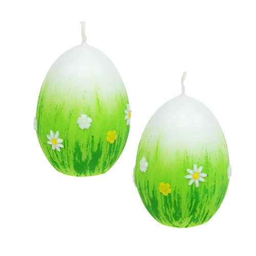 Floristik24 Egg candles white with pattern 6.5cm 6pcs