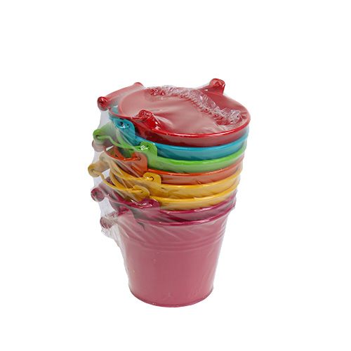 Floristik24 Bucket Ø12cm H10cm 8pcs different colors