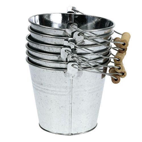 Product Bucket Ø14cm H12cm 6 pcs. Zinc shiny
