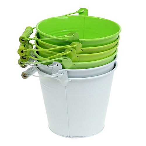 Floristik24 Bucket green mix Ø14cm H12cm 6pcs