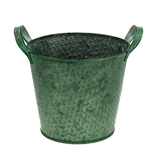 Floristik24 Bucket green with dots Ø17cm H15cm