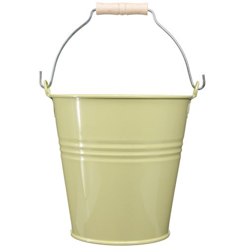 Product Bucket Metal Flower Pot in Green Yellow 26x22.5x23cm 6l
