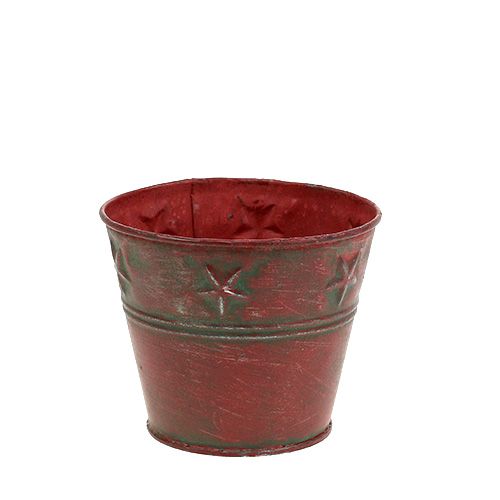 Floristik24 Bucket red with stars Ø12cm H10cm 1p