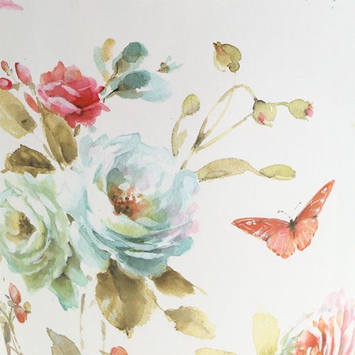 Floristik24 White bucket with flower pattern Ø20.5cm H22.5cm