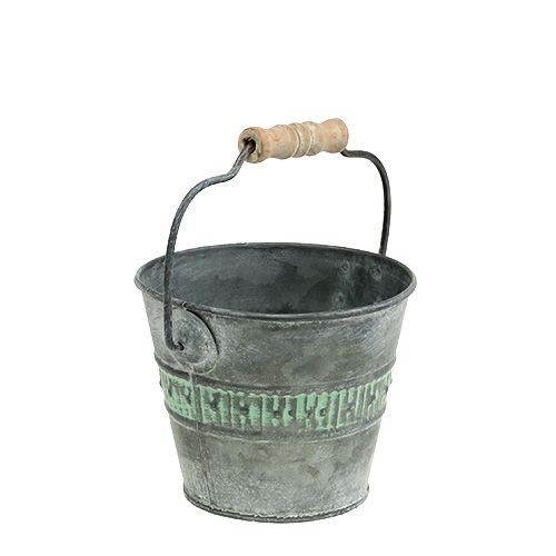 Floristik24 Bucket zinc, green Ø12cm H10cm