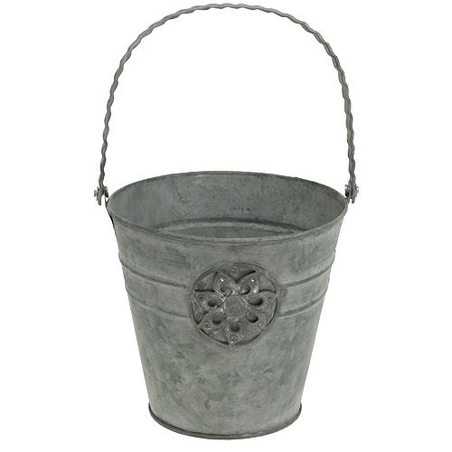 Floristik24 Bucket with flower Ø16cm H15cm zinc