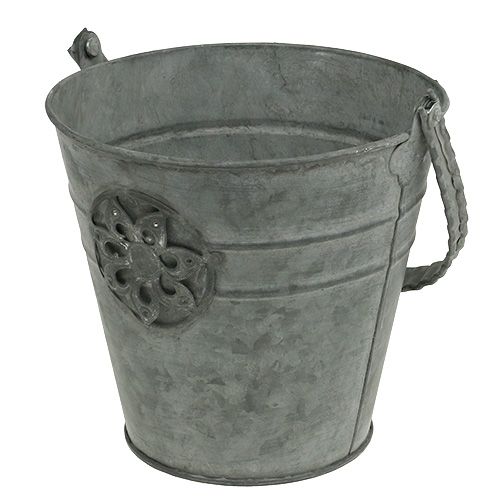 Floristik24 Bucket with flower Ø16cm H15cm zinc