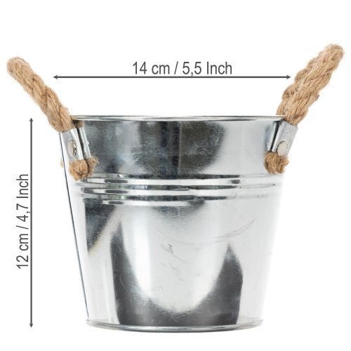 Bucket with rope handles Ø14cm H12cm | Floristik24.ie