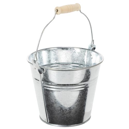 Bucket Ø14cm H12cm 6 pcs. Zinc, shiny | Floristik24.ie