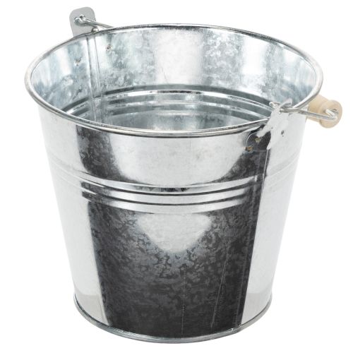 Bucket Ø14cm H12cm 6 pcs. Zinc, shiny | Floristik24.ie