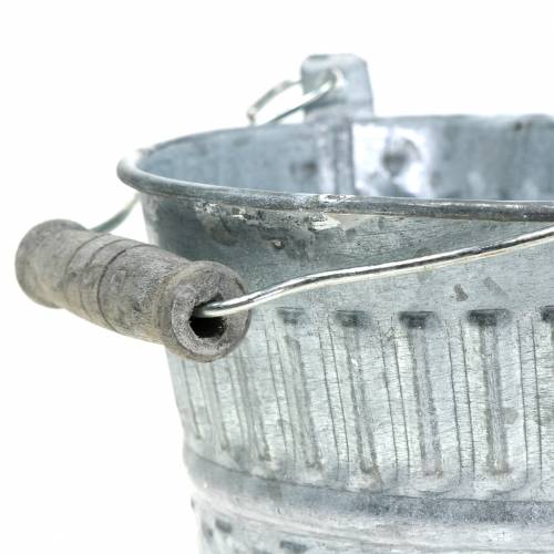 Floristik24 Zinc bucket with braided pattern gray Ø13cm H11.5cm 4pcs