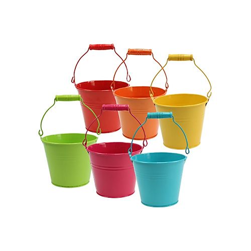 Floristik24 Tin bucket, assorted Ø10cm H8cm 10pcs
