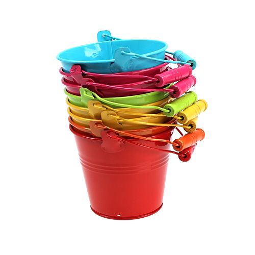 Floristik24 Tin bucket, assorted Ø10cm H8cm 10pcs