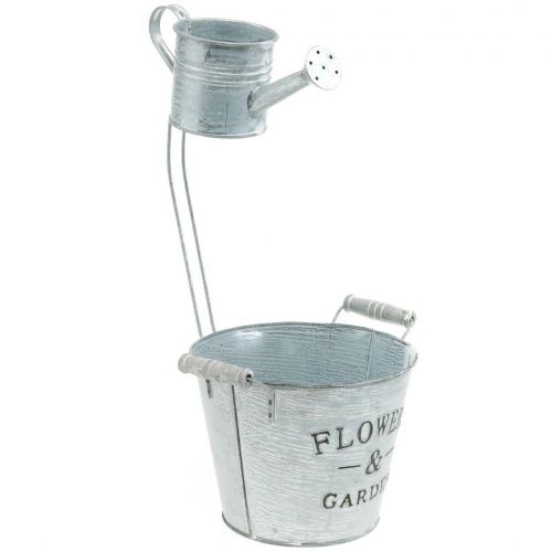 Floristik24 Decorative plant pot, bucket with pot, plant pot, metal bucket H38cm Ø16.5cm/Ø7cm