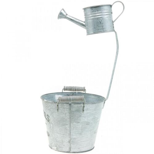 Product Decorative plant pot, bucket with pot, plant pot, metal bucket H38cm Ø16.5cm/Ø7cm