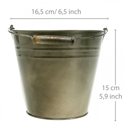 Floristik24 Decorative bucket with handle, garden decoration, plant pot, metal container Ø16.5 cm H15 cm