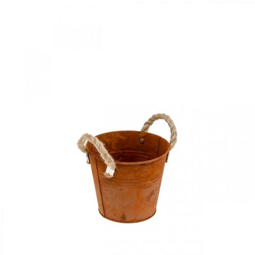 Plant pot, autumn decoration, metal vessel with patina Ø14cm H12cm