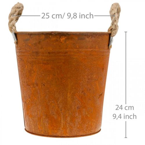 Floristik24 Planter with handles, plant bowl, metal vessel with rust decoration Ø25cm H24cm
