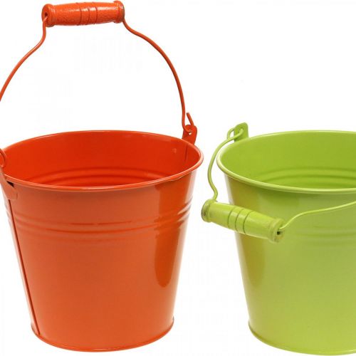 Floristik24 Bucket Plant Pot Metal Decorative Bucket Colorful Colors Ø14cm H12cm 6 Pcs