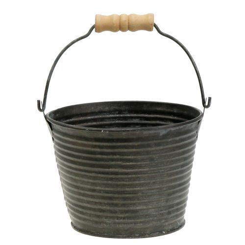Floristik24 Zinc bucket with grooves Ø13cm H10cm