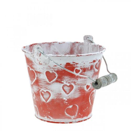Floristik24 Metal pot for planting Bucket with heart pattern Mother's Day Planting bucket Ø13.5cm