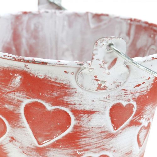 Floristik24 Metal pot for planting Bucket with heart pattern Mother's Day Planting bucket Ø13.5cm