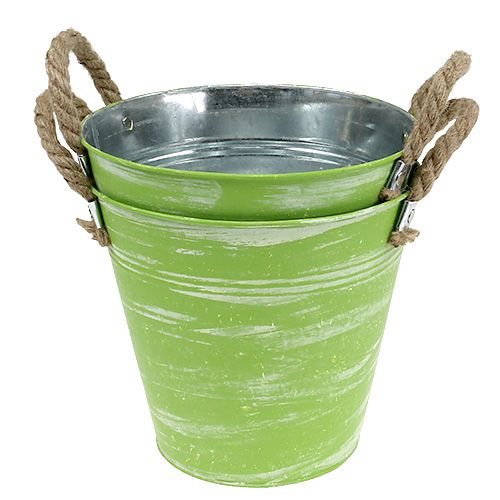 Floristik24 Bucket spring green Ø25cm H24cm 2pcs