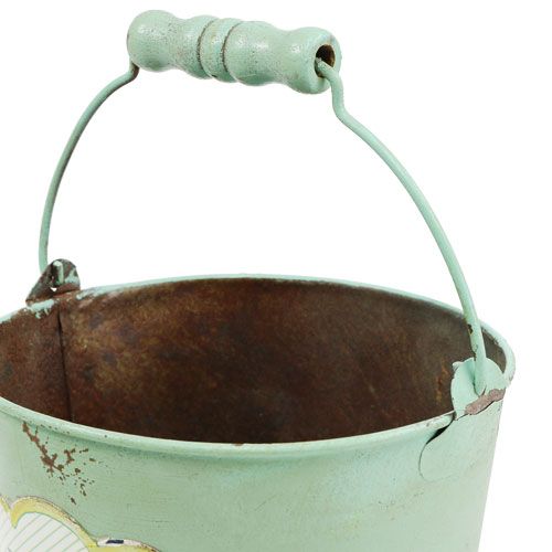 Floristik24 Decorative bucket antique with motif Ø13.5cm H14.5cm