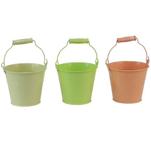 Floristik24 Bucket with handle primrose pot metal pastel 11.5×8.5cm 8pcs
