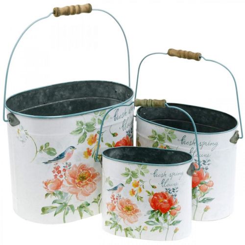 Floristik24 Plant bucket oval vintage spring decoration planter metal 26/22 / 17cm set of 3